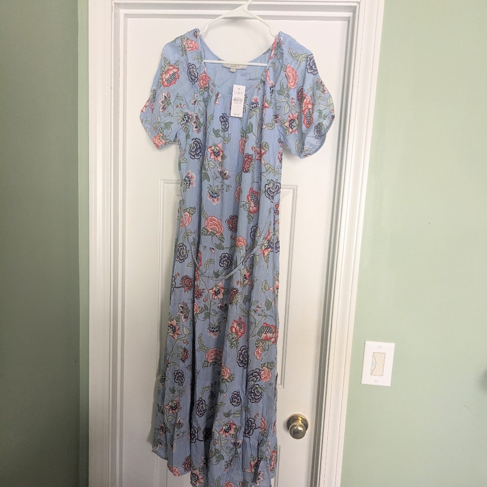 Floral Tie Waist Tiered Midi Dress